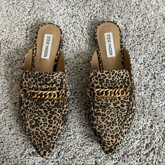 Steve Madden Shoes - Steve Madden Forever Chain Leopard Pointed Toe Mule Flats